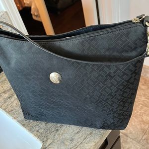 Tommy Hilfiger black Tonal pattern print black hobo bag purse with gold chain